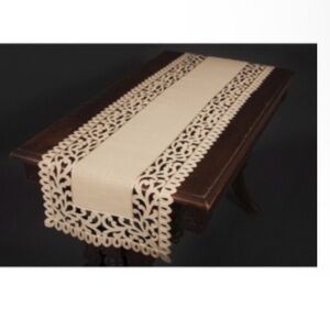 Xia Home Fashions Vine Embroidered Cutwork Table Runner, 16" X 36" - Sand
